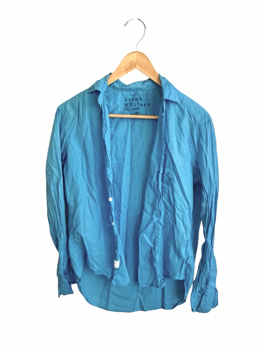 Frank & Eileen Bright Blue Cotton Button Up Top